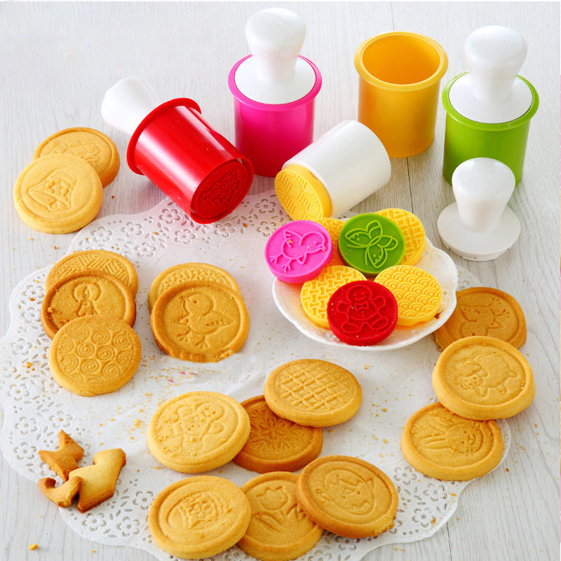 Non-Stick Cookie Stamp & Cutter (6 Patterns Set)